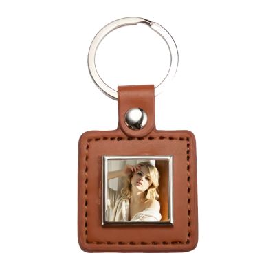 Faux Leather Square Keychain